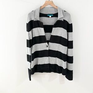Anthropologie Pim + Larkin Cardigan Gray and Black Stripe Size Large